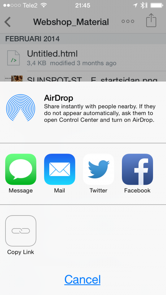 Dropbox App iOS